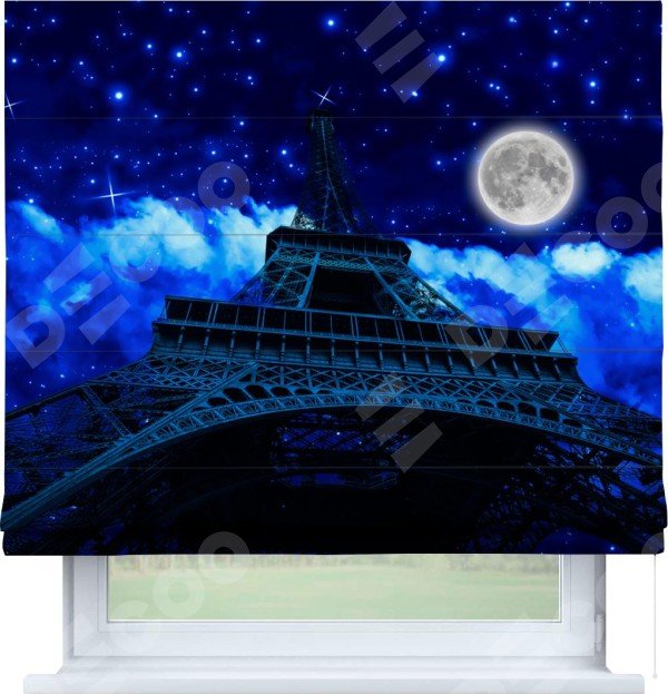 Римская штора «Кортин» для проема «Ночь в Париже»