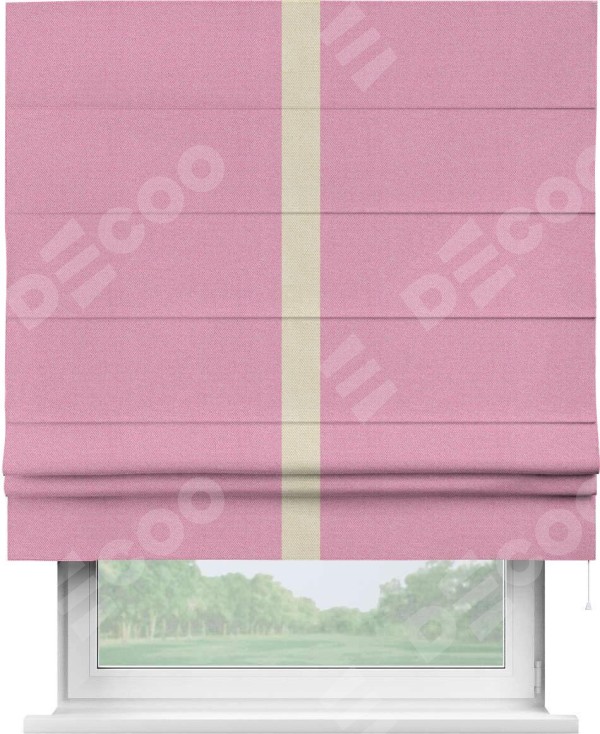 Римская штора «Кортин» с кантом Хайвэй, для проема, ткань лён димаут, розовый